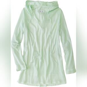 Carve Designs Harper Hoodie Light Green White Striped Aqua Tunic Small NWT